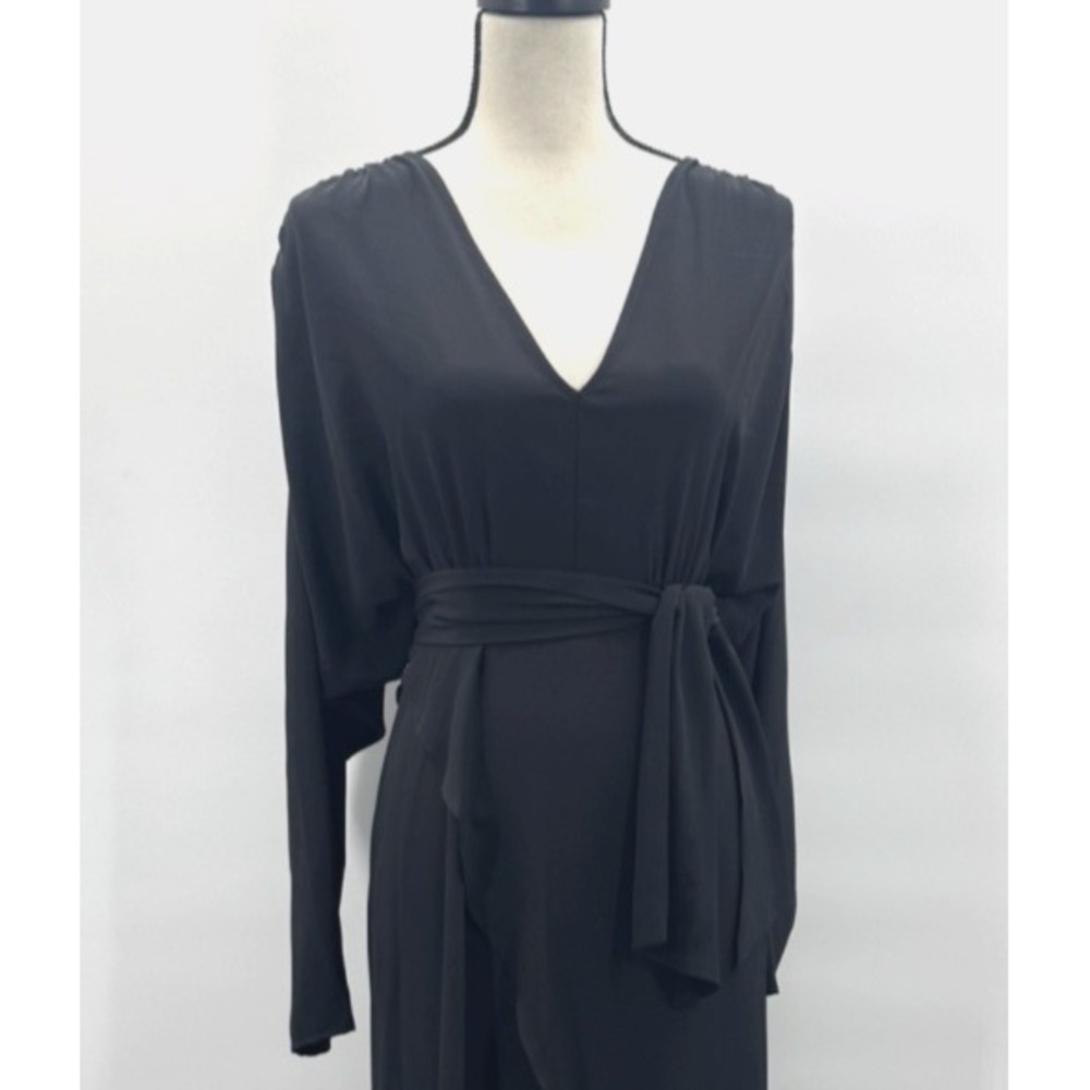 Minimal Topshop Faux Wrap Tie Waist Dolman Midi Dress 10 Capsule Parisian Chic